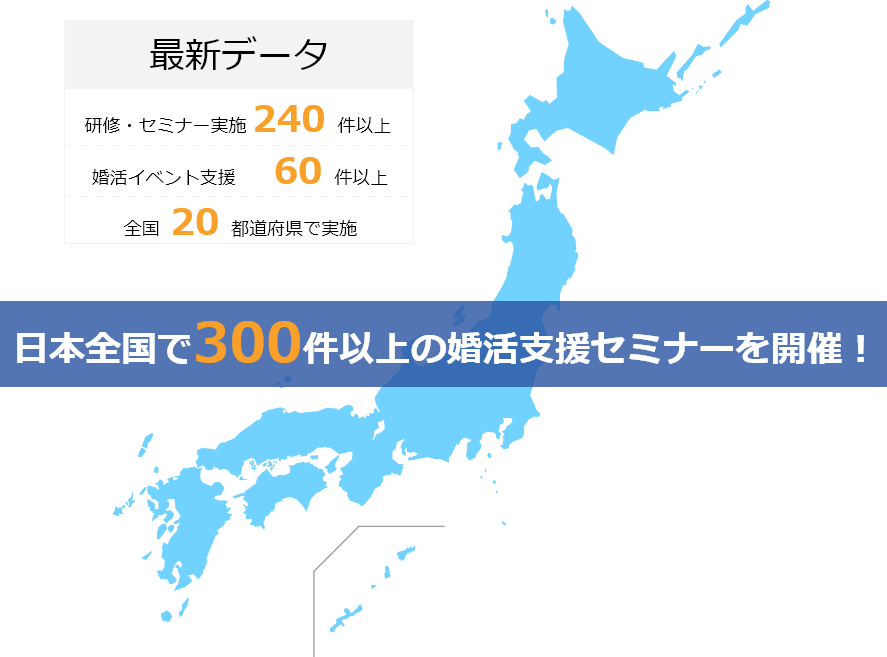  日本全国で300件以上の婚活支援セミナーを開催！ 